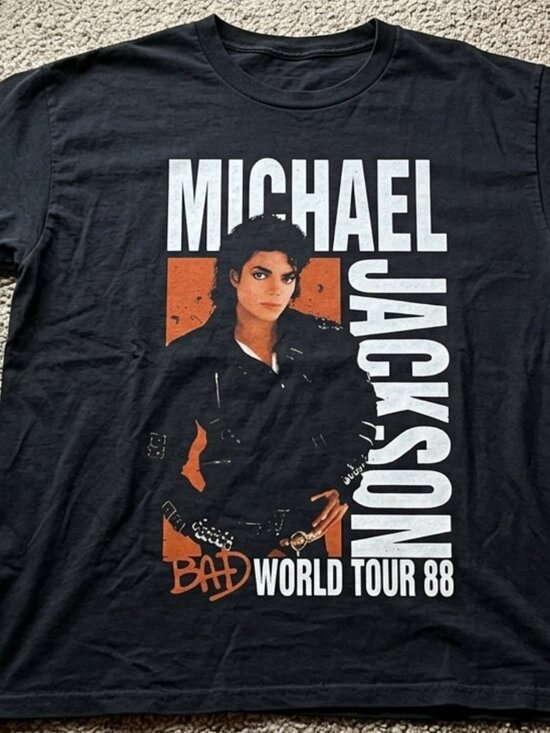 Gildan Other - Vintage Michael Jackson Bad World Tour 88 Tee Retro Pop Rap Graphic Shirt